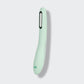 Mint green nail file with black accent on a light gray background
